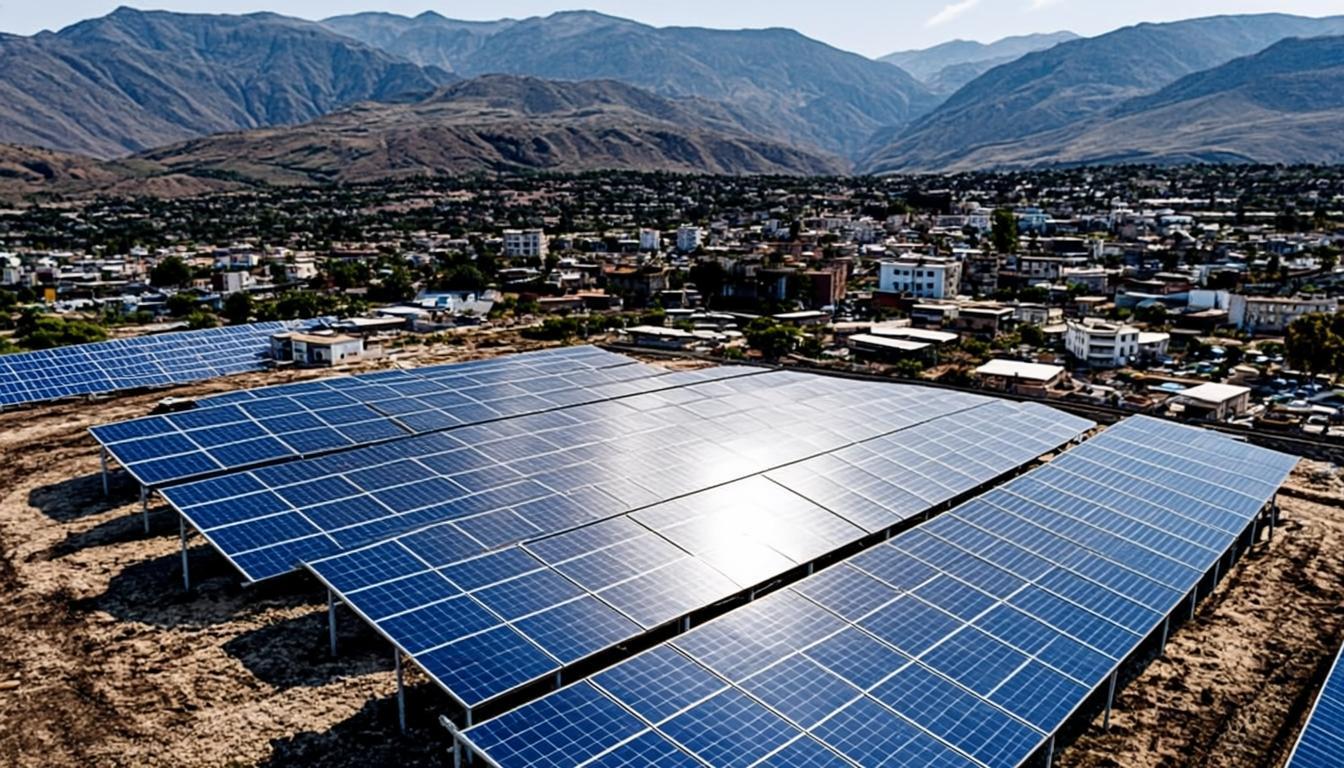 Paneles solares en comunidad minera colombiana